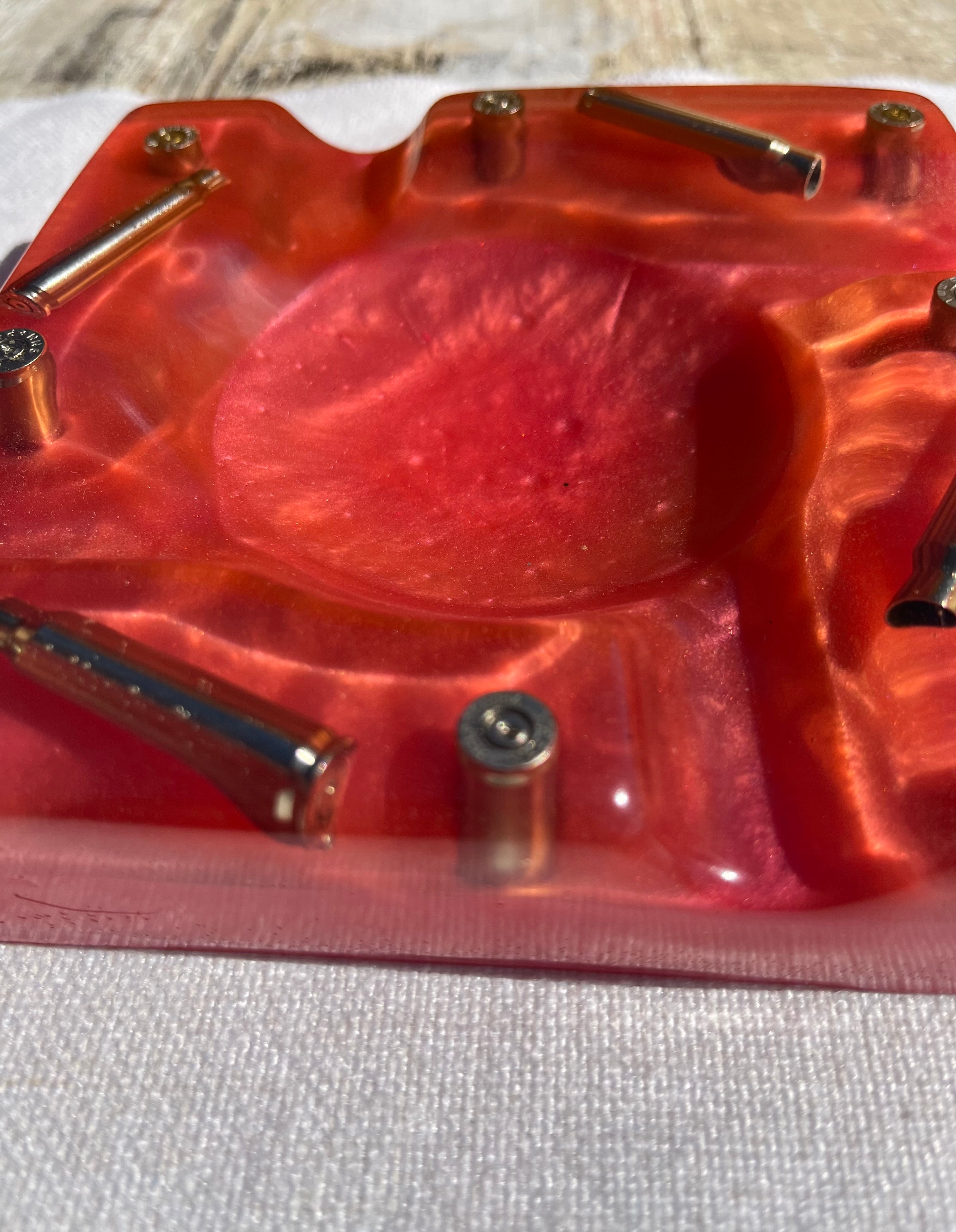 Custom Cigar Ashtray. Resin Luxury Cigar Ashtray with Bullets. Epoxy Ashtray, Ammo Ashtray, Ammo Trinket Dish