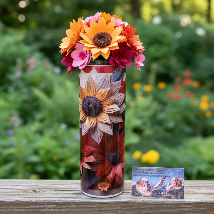 20oz American Flag and Sunflower Sublimation Tumbler