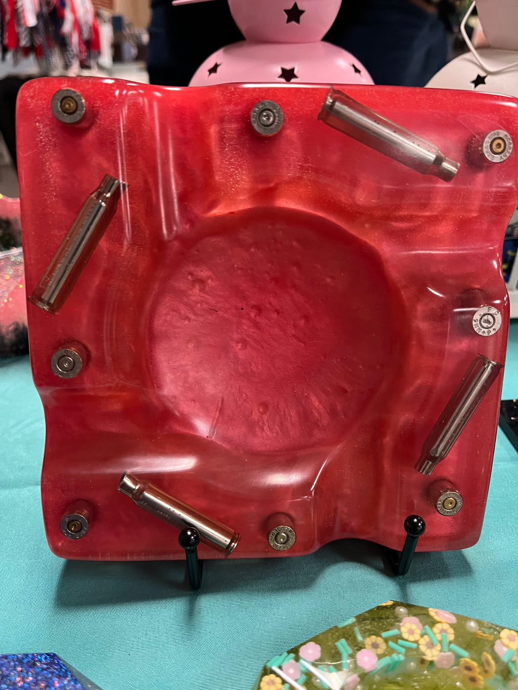 Custom Cigar Ashtray. Resin Luxury Cigar Ashtray with Bullets. Epoxy Ashtray, Ammo Ashtray, Ammo Trinket Dish