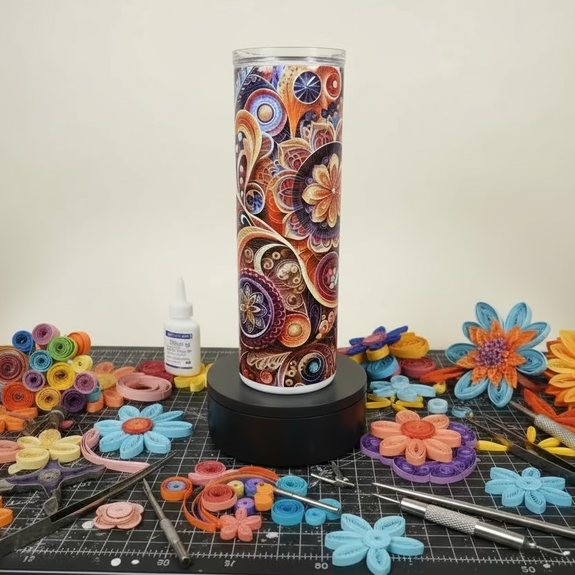 20oz Paper Quilling Design Tumbler. Sublimation Cup
