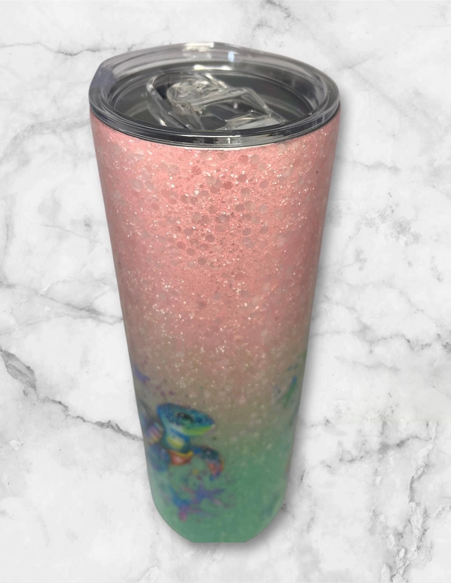 23. 20oz Pink and Turquoise Turtle Tumbler