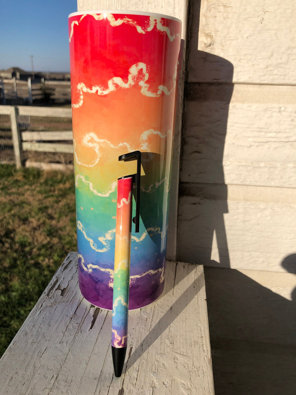 LBGTQ Pride Rainbow Tumbler Pen Combo. Pride Tumbler Pen Set.