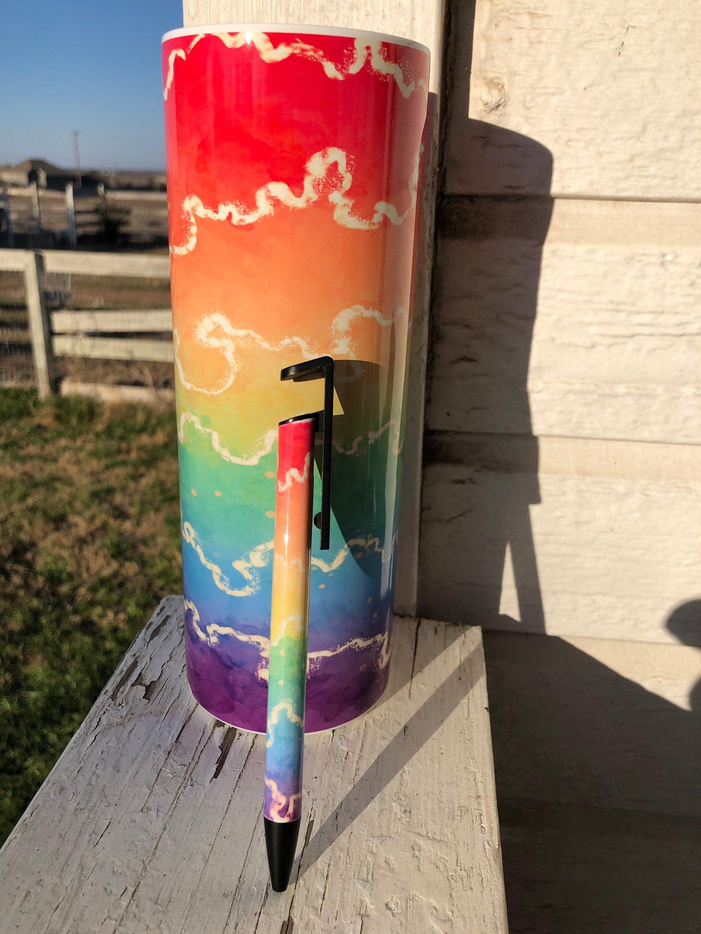 LBGTQ Pride Rainbow Tumbler Pen Combo. Pride Tumbler Pen Set.