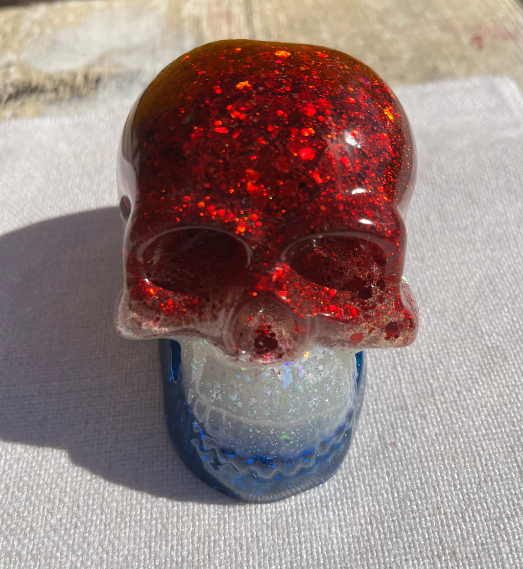 Patriotic Skull with Glitter and Resin
