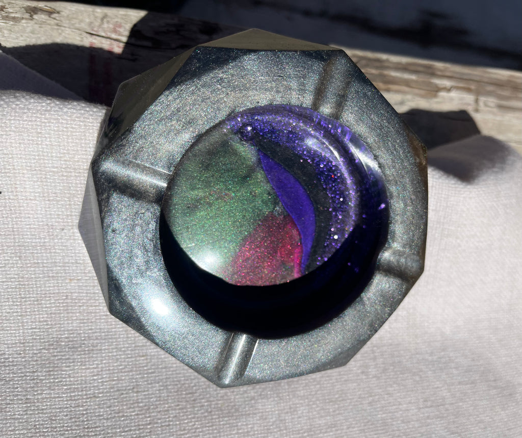 Custom Black Mica and Glitter Ashtray, Trinket Dish, Change Dish.