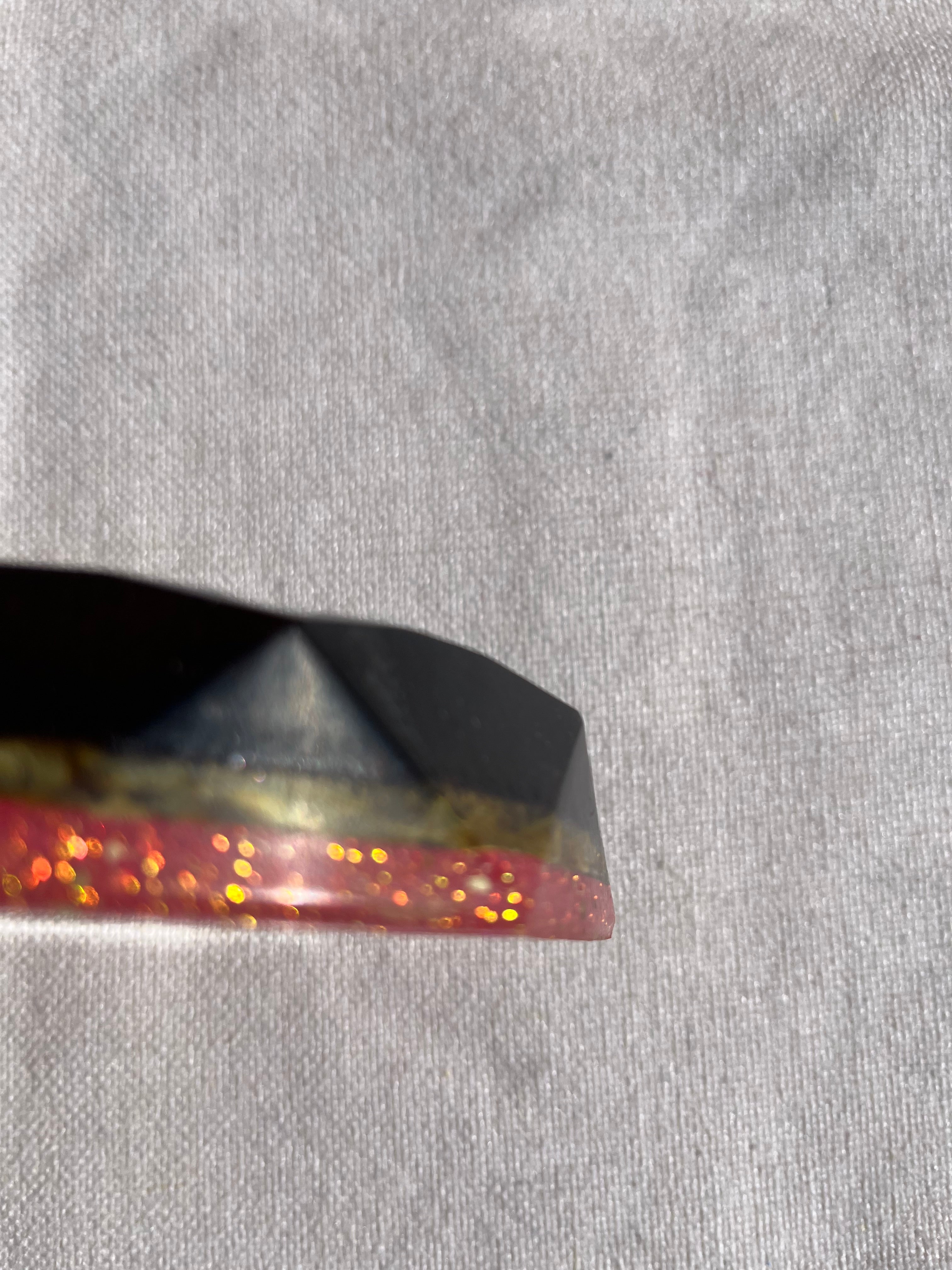 Custom Black Alcohol Ink and Pink Glitter Ashtray, Trinket Dish, Change Dish.