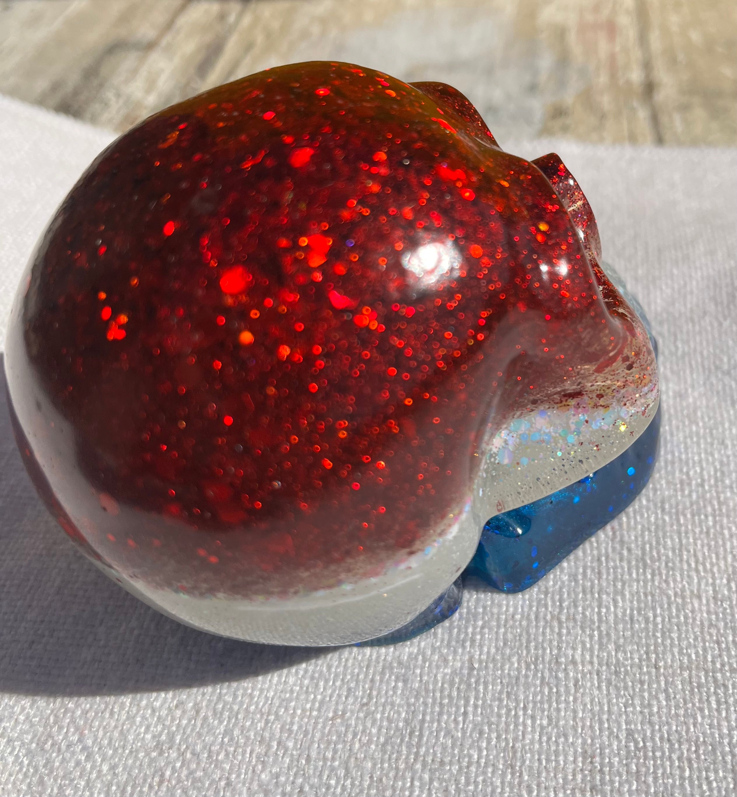Patriotic Skull with Glitter and Resin
