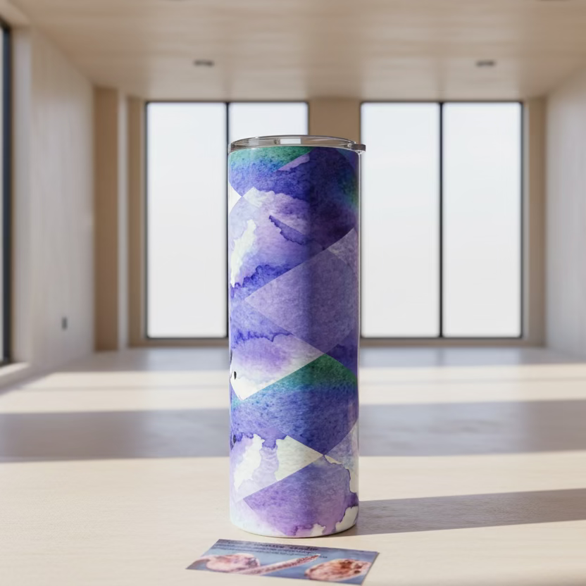 20oz Believe, Achieve , Succeed Abstract Watercolor Tumbler. Sublimation Cup