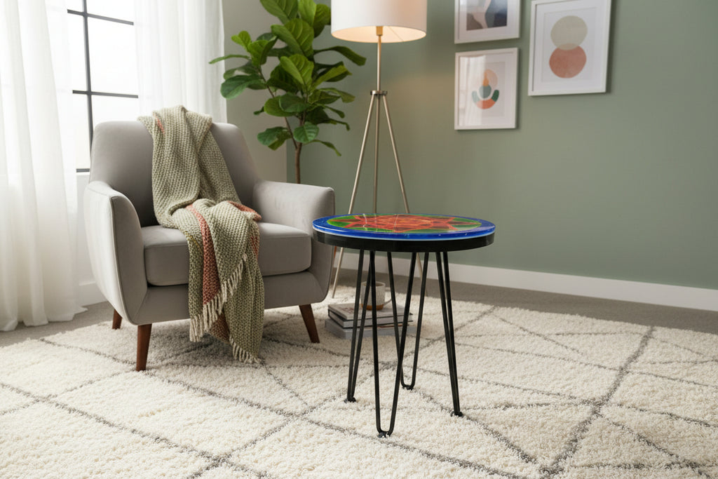 Mandala Resin End Table