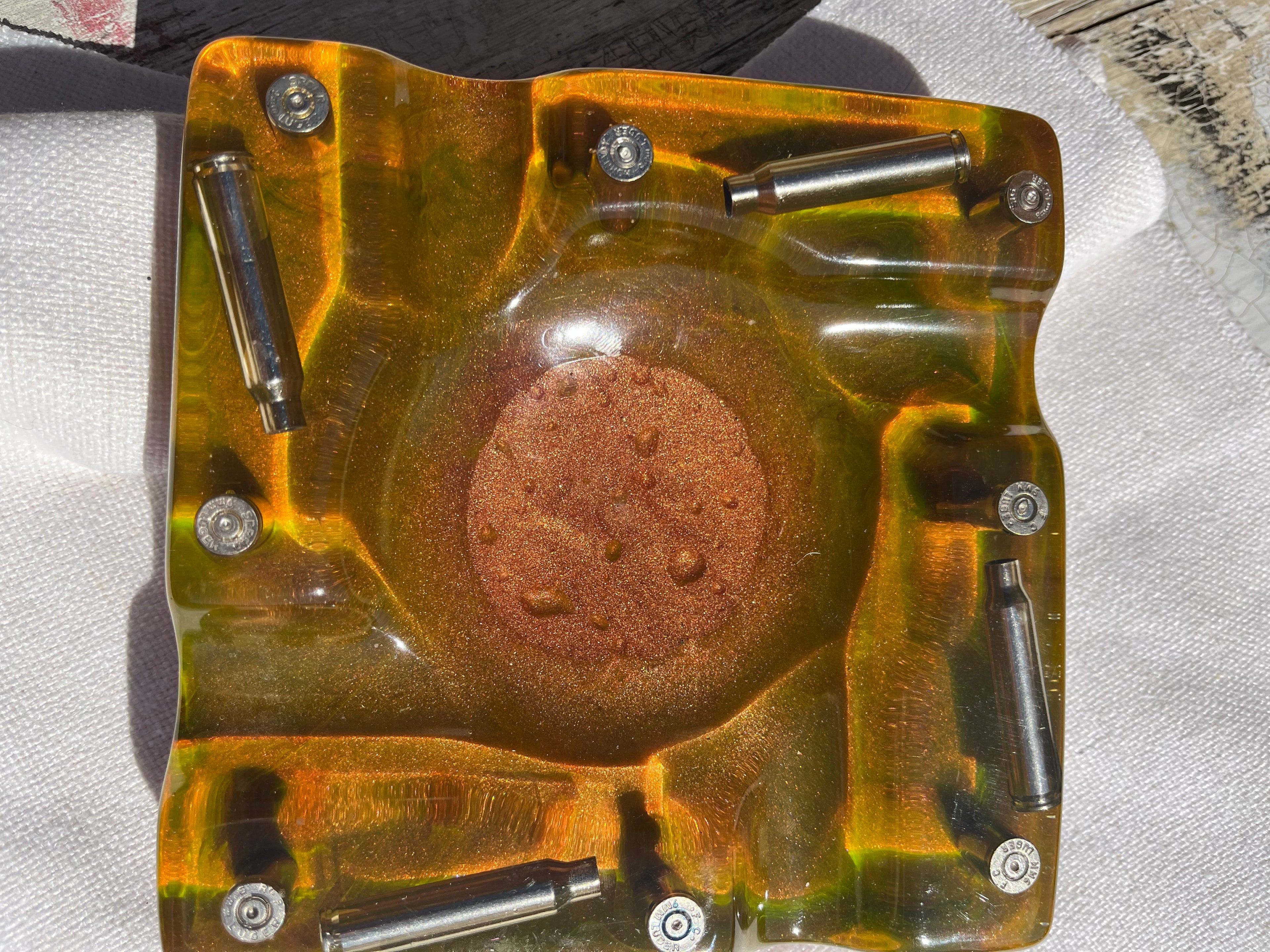 Custom Cigar Ashtray. Resin Luxury Cigar Ashtray with Bullets. Epoxy Ashtray, Ammo Ashtray, Ammo Trinket Dish