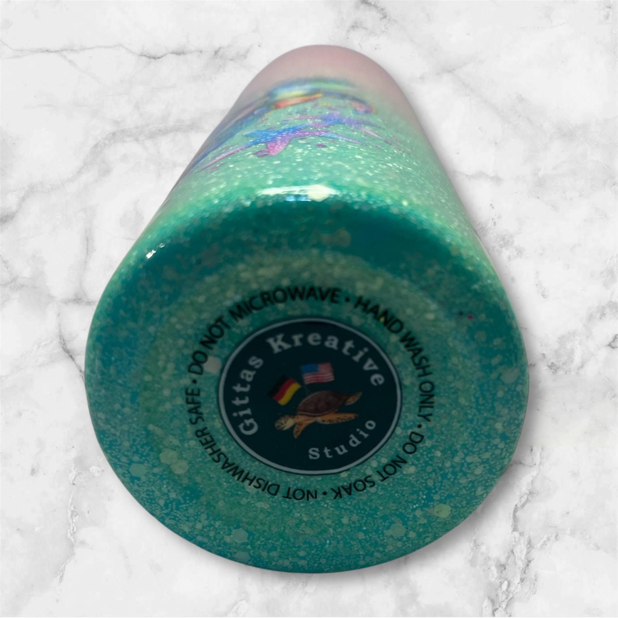 23. 20oz Pink and Turquoise Turtle Tumbler
