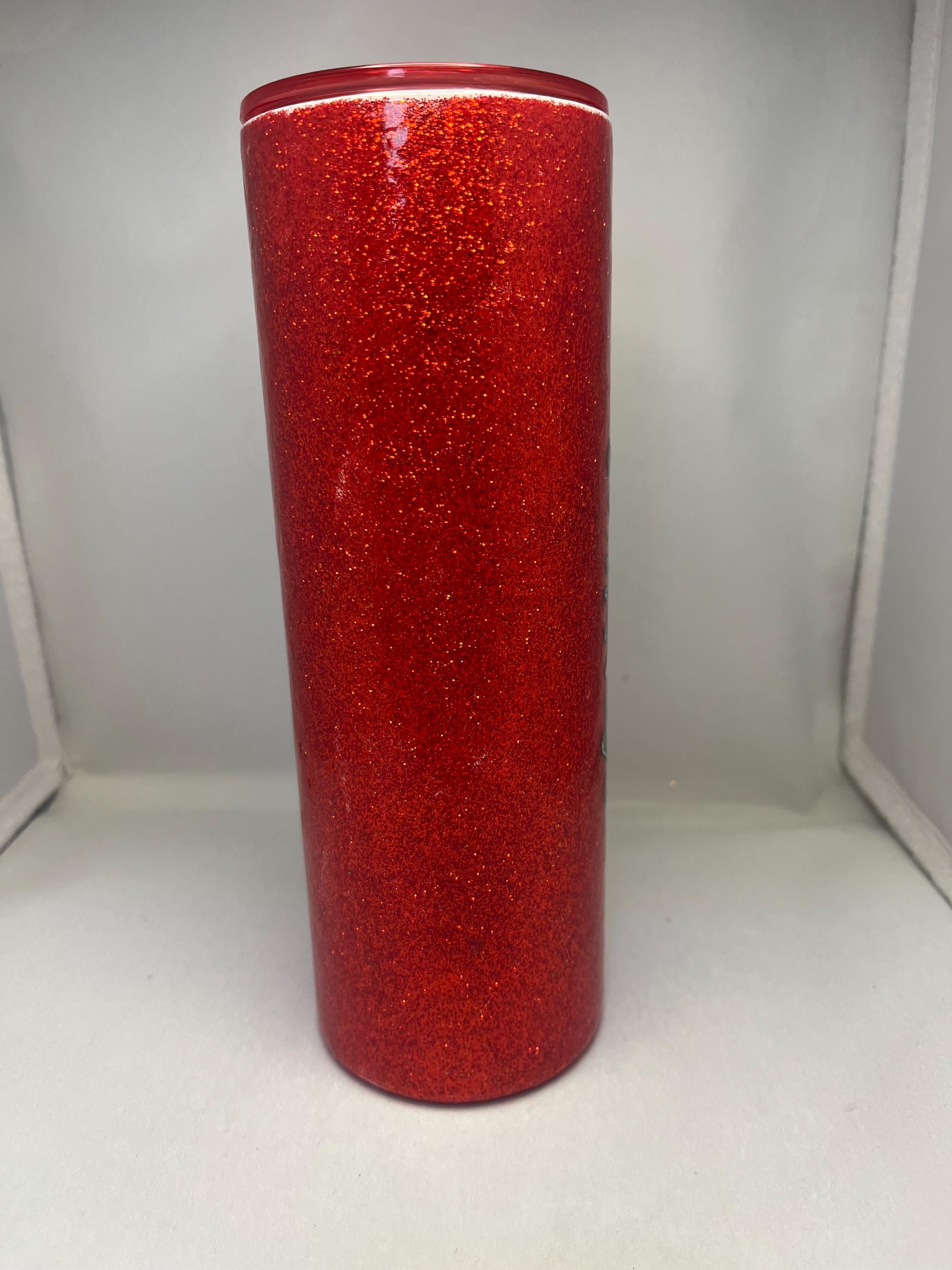 9. 20oz   Red Glitter Tumbler with Skull and Sarcasm Saying