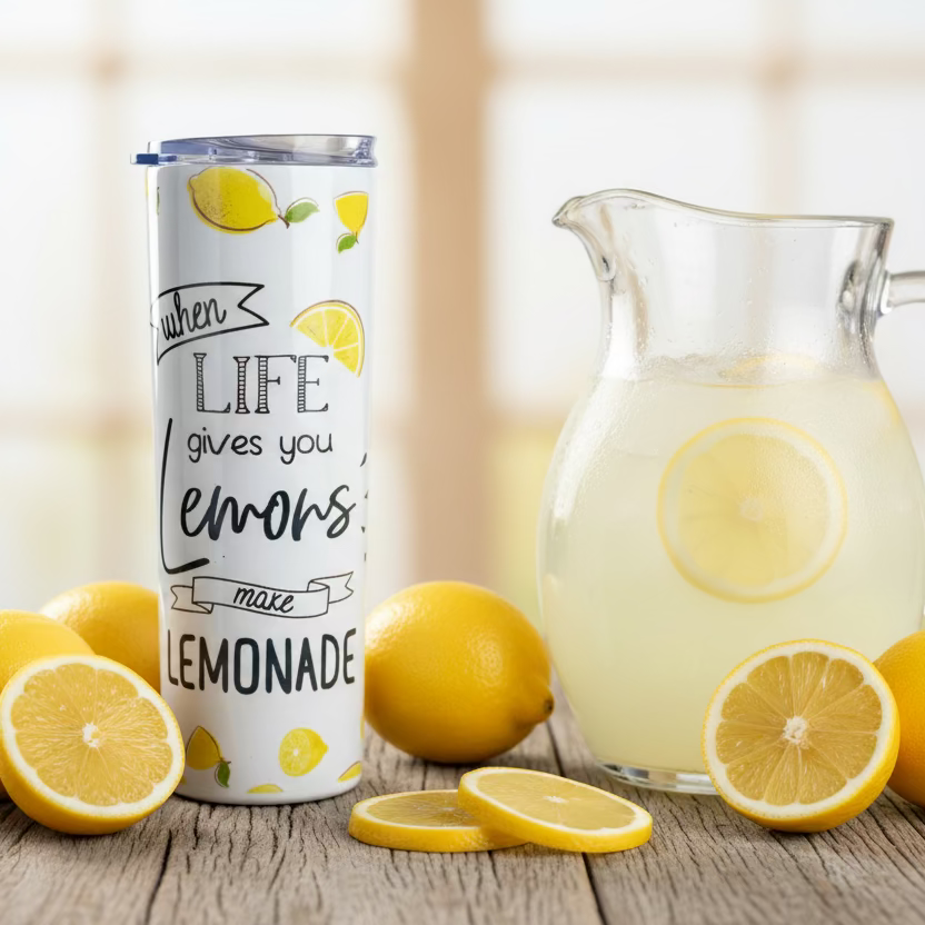 20oz Lemonade Saying Tumbler. Sublimation Cup