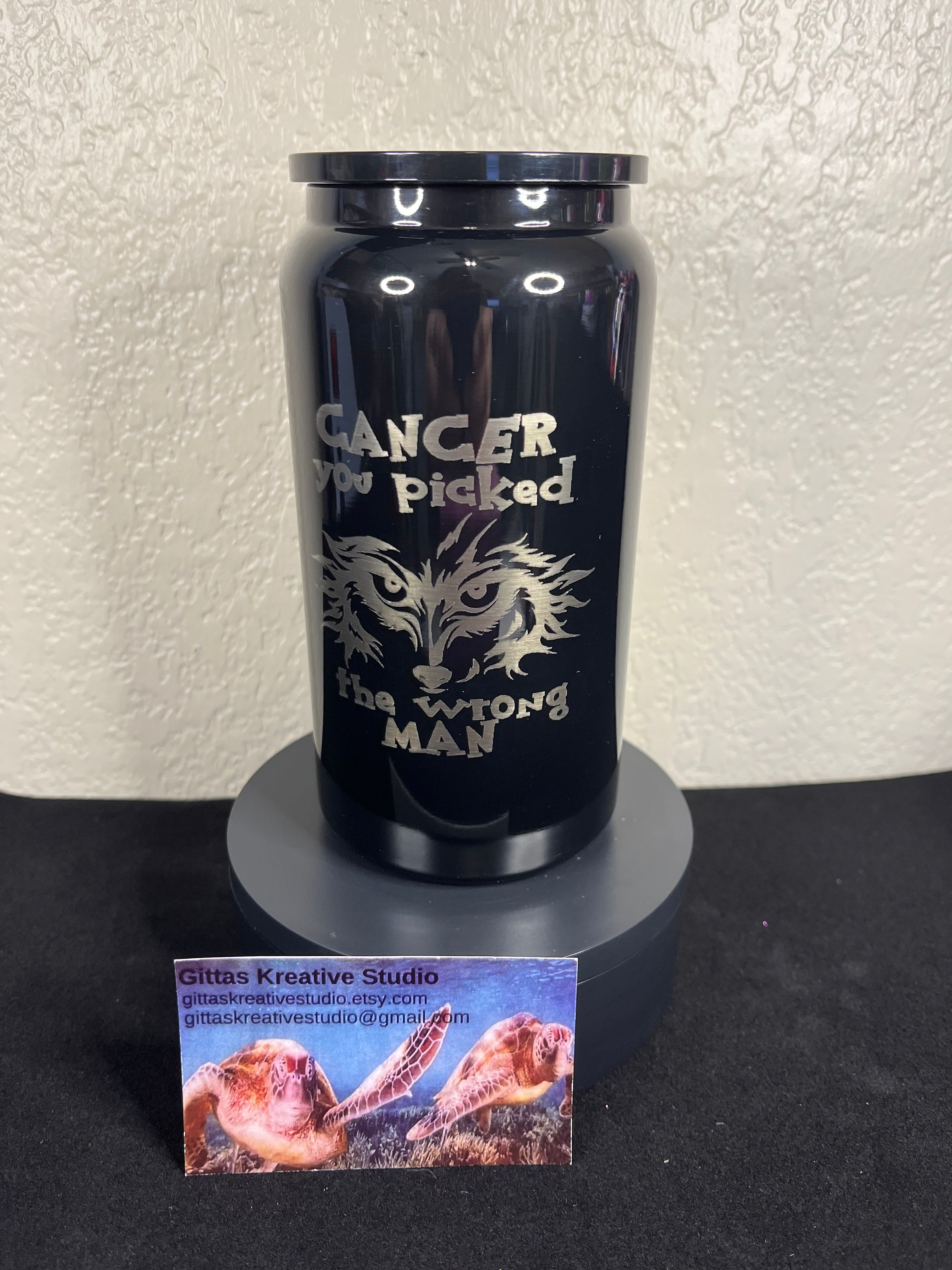 16oz laser edged Cancer Guy Tumbler