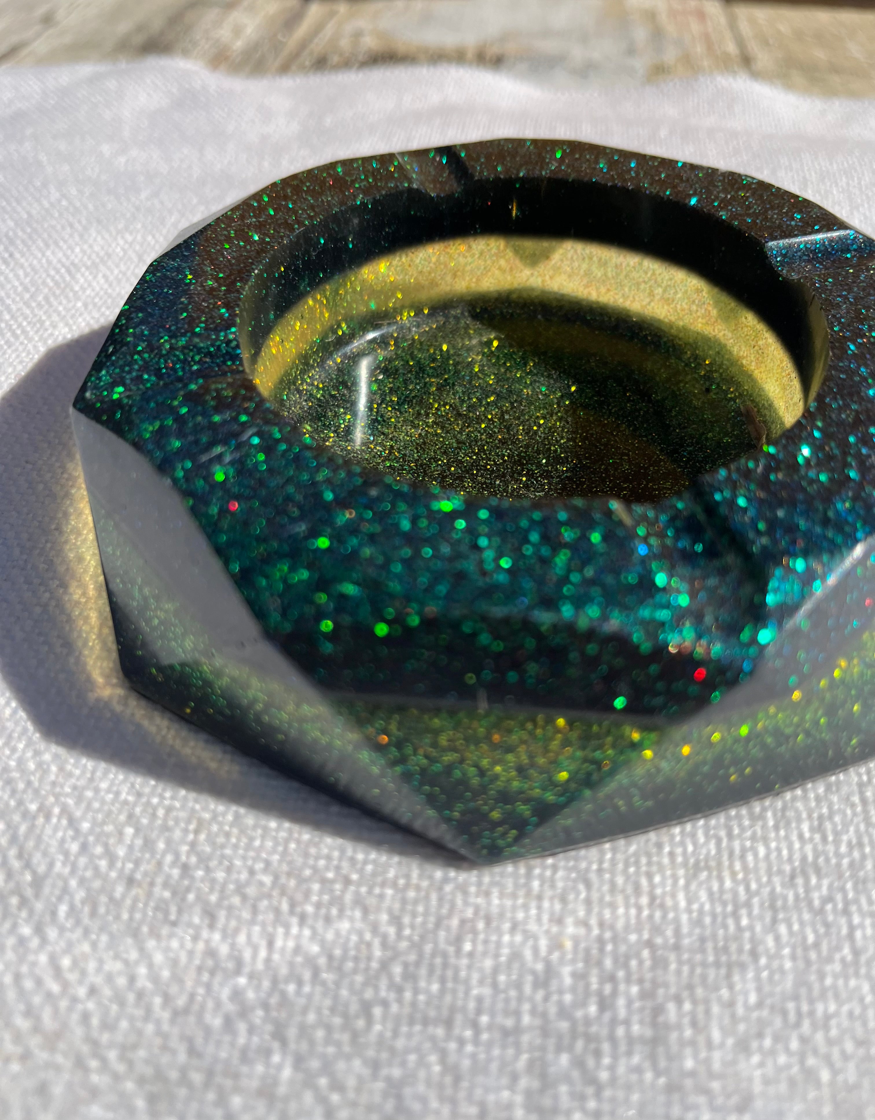 Custom Glitter and Mica  Ashtray, Trinket Dish, Change Dish.