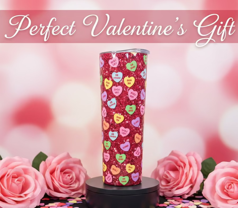 Candy Hearts Tumbler. Sublimation Cup