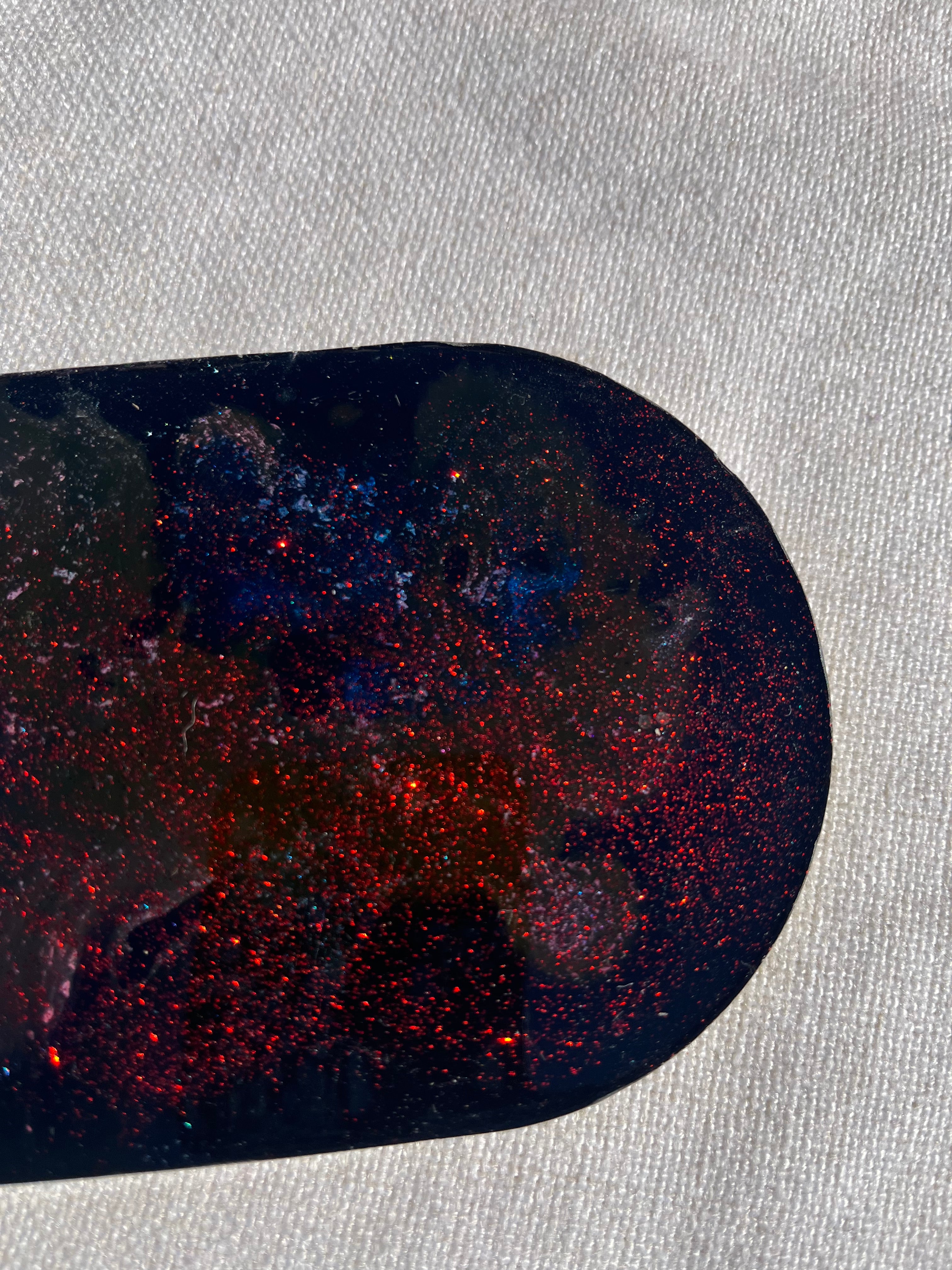 Gold and black resin oval tray or trinket dish