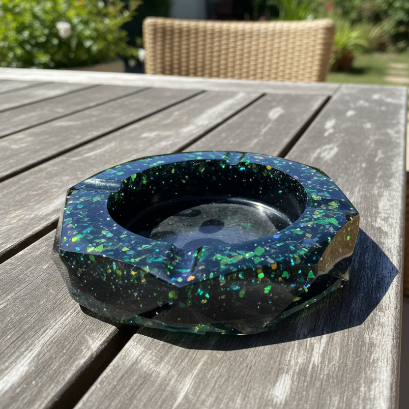 Custom Black Mica and Gold Flake Ashtray, Trinket Dish, Change Dish.