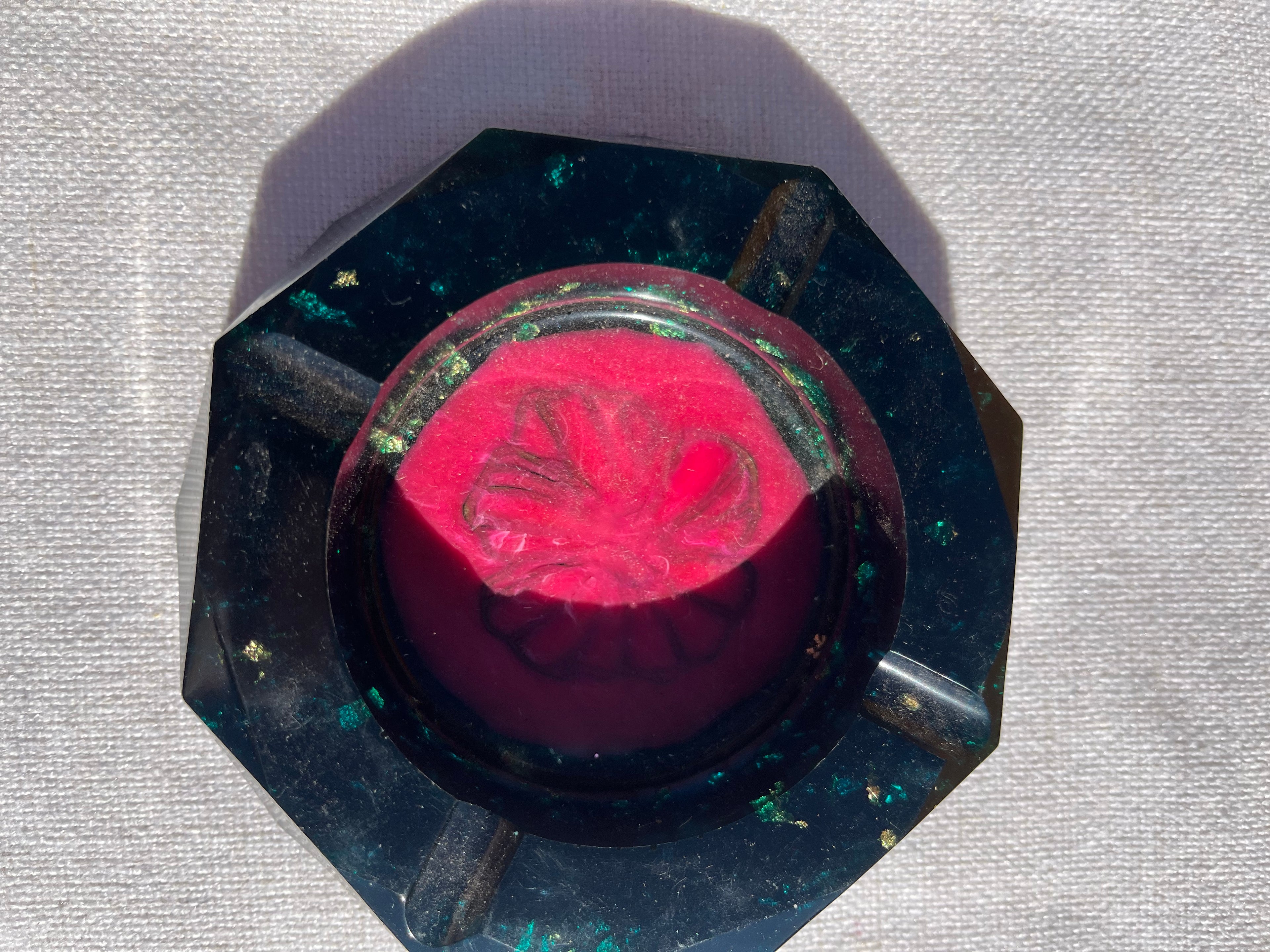 Custom Black Alcohol Ink, Pink Mica with  Gold Flakes Ashtray, Trinket Dish, Change Dish.