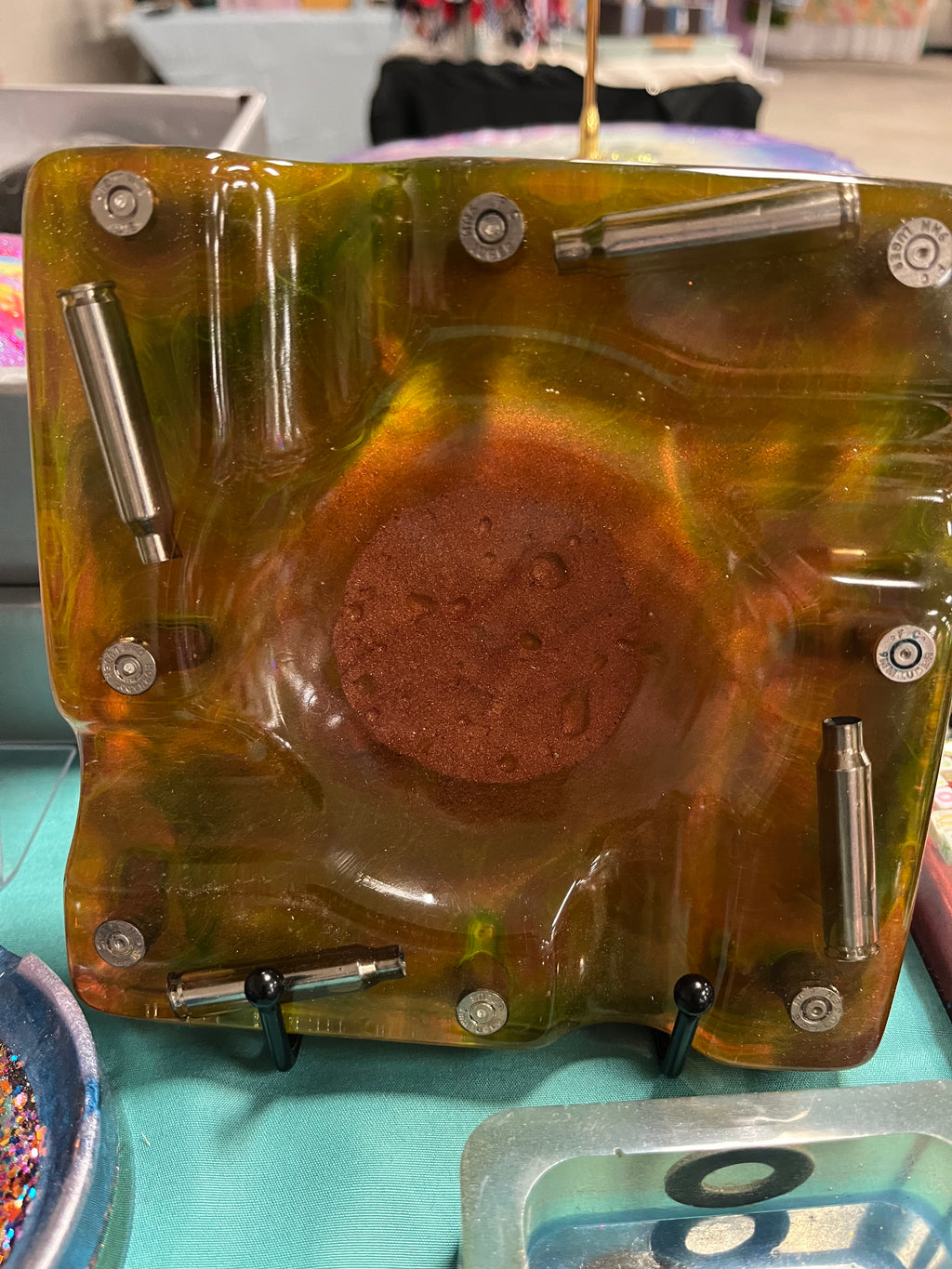 Custom Cigar Ashtray. Resin Luxury Cigar Ashtray with Bullets. Epoxy Ashtray, Ammo Ashtray, Ammo Trinket Dish