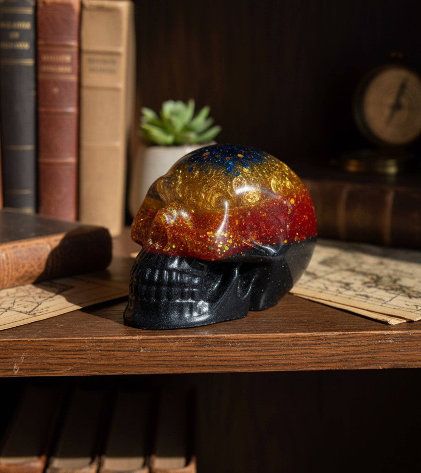 Skull with Glitter, Beads  and Resin