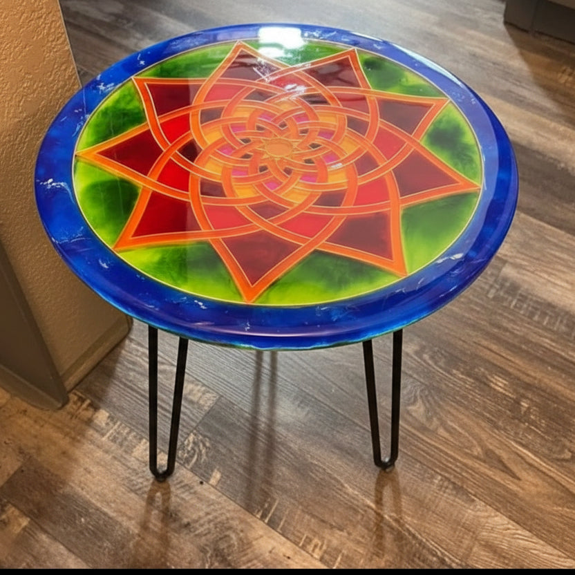 Mandala Resin End Table