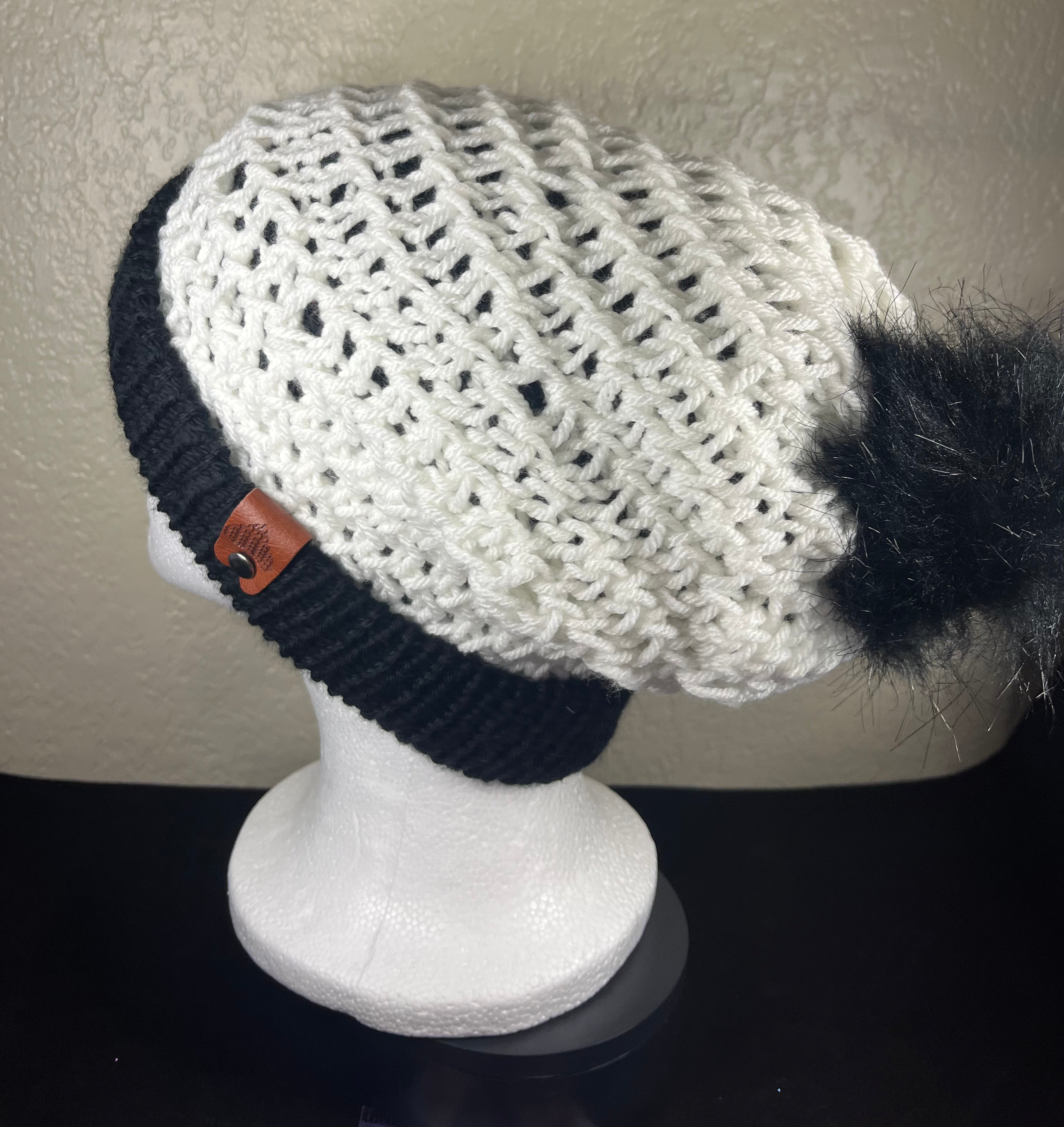 Reversible Slouch Beanie or Hat with removable PomPom
