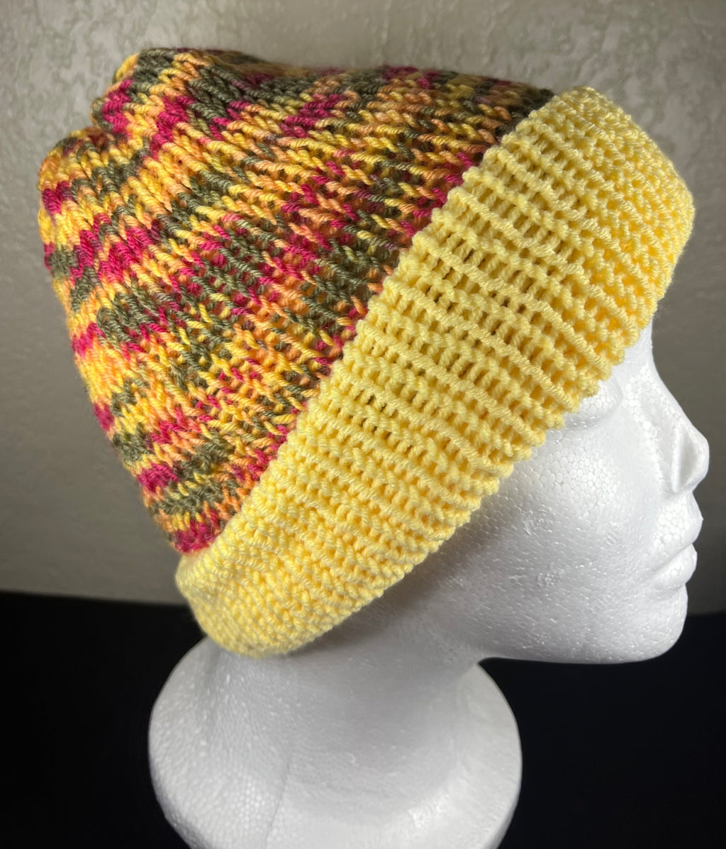 Reversible Beanie with Yellow Rim