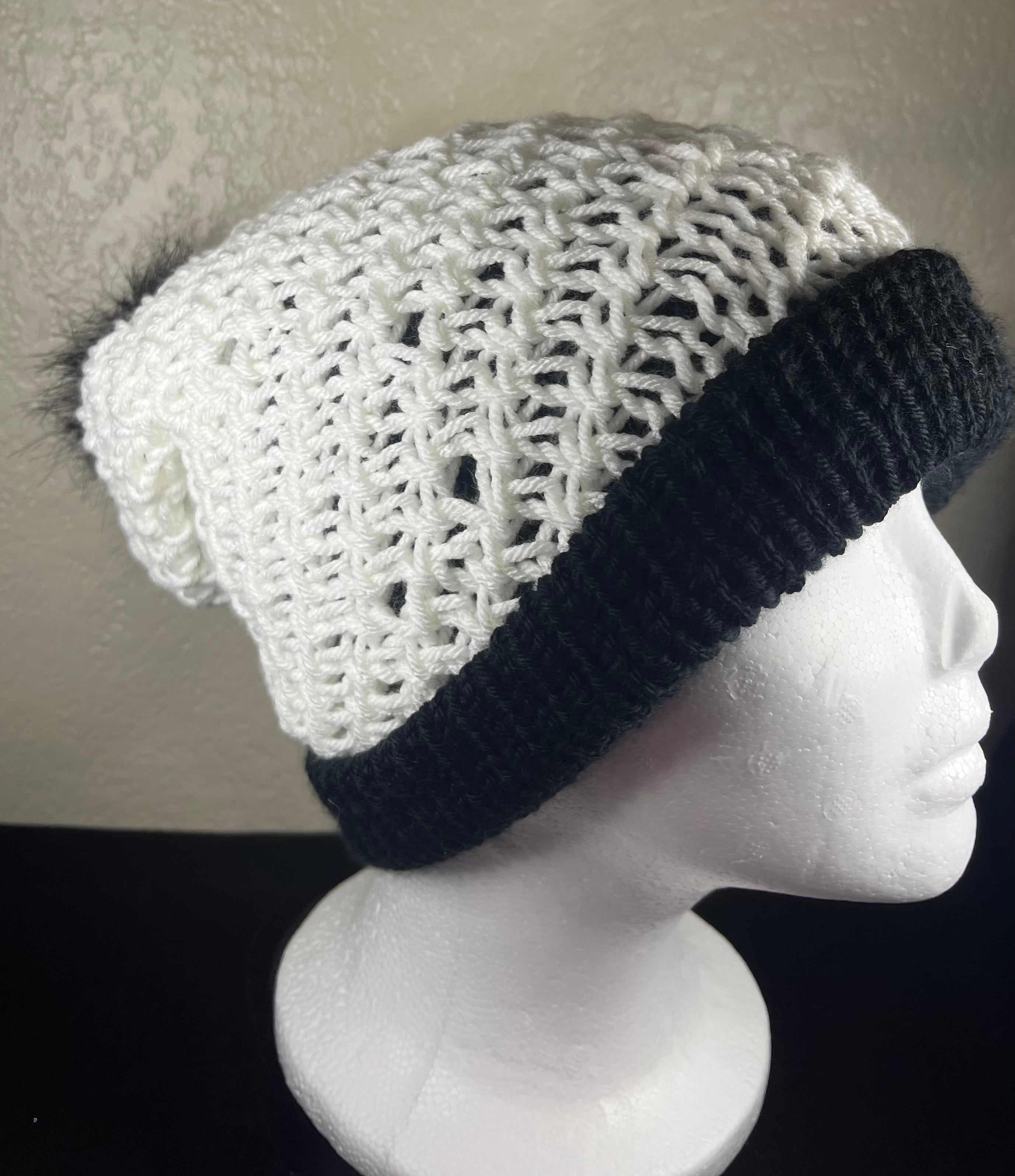 Reversible Slouch Beanie or Hat with removable PomPom