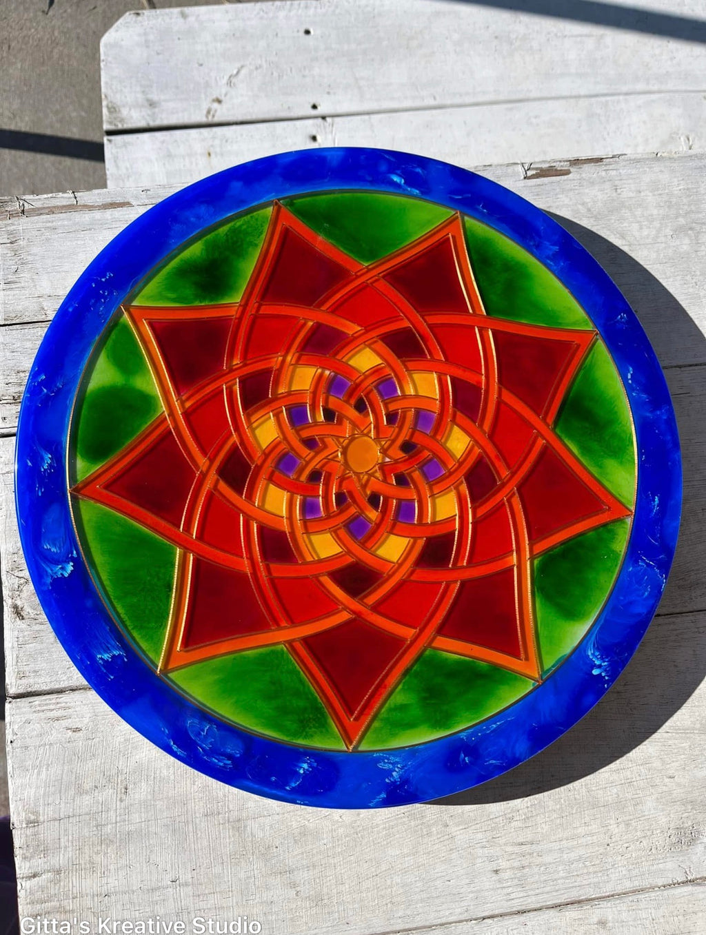 Mandala Resin End Table