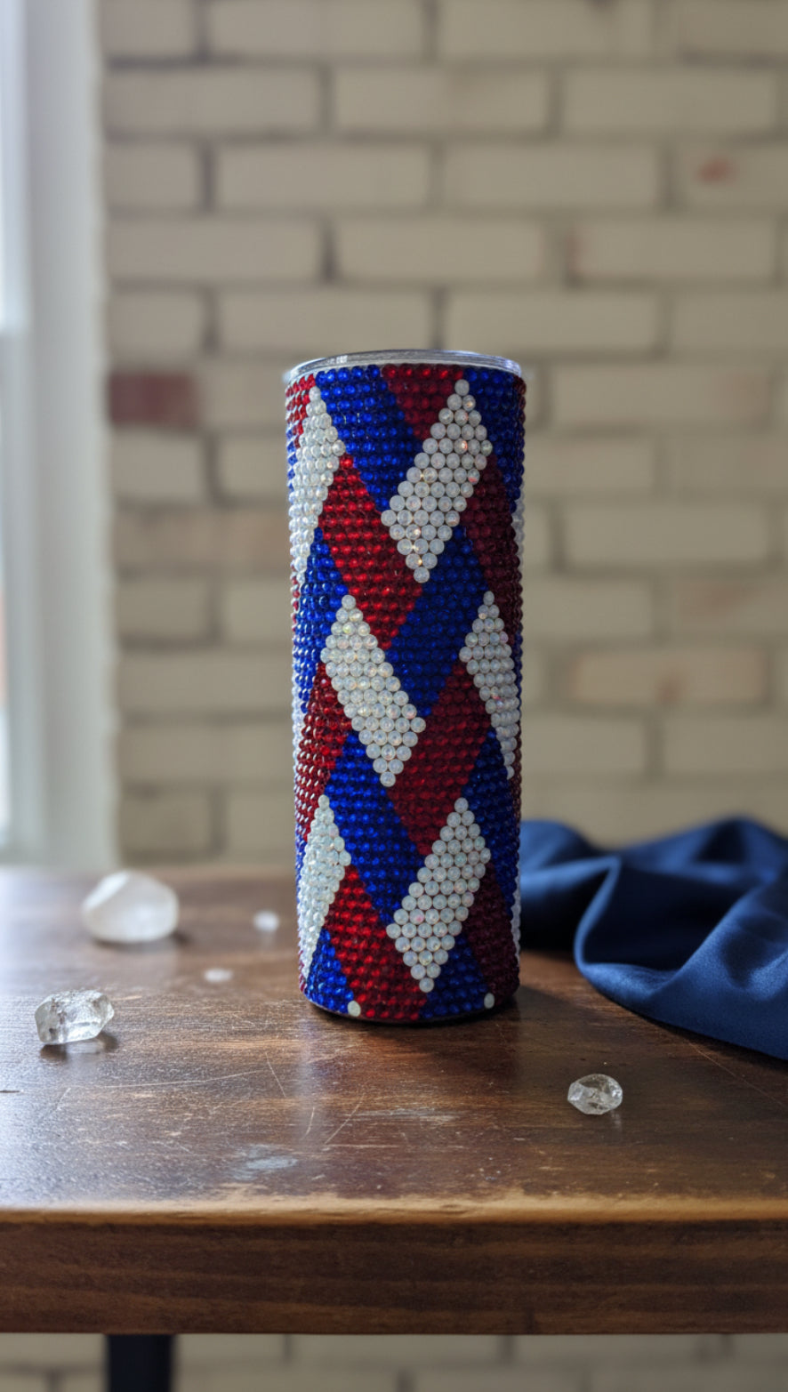 20oz Patriotic Glass Rhinestone Tumbler