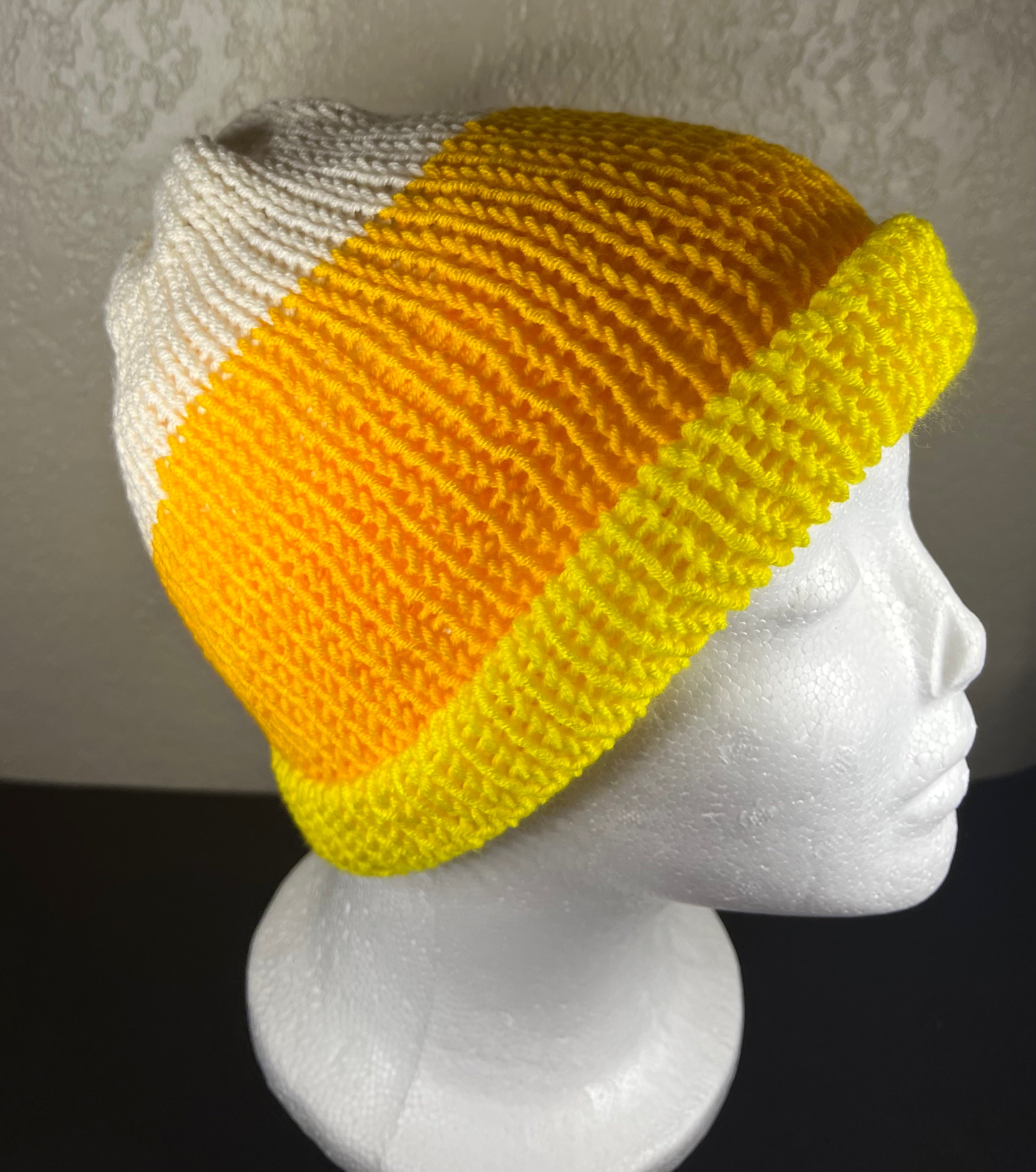 Reversible Candy Corn Look Hat or Beanie