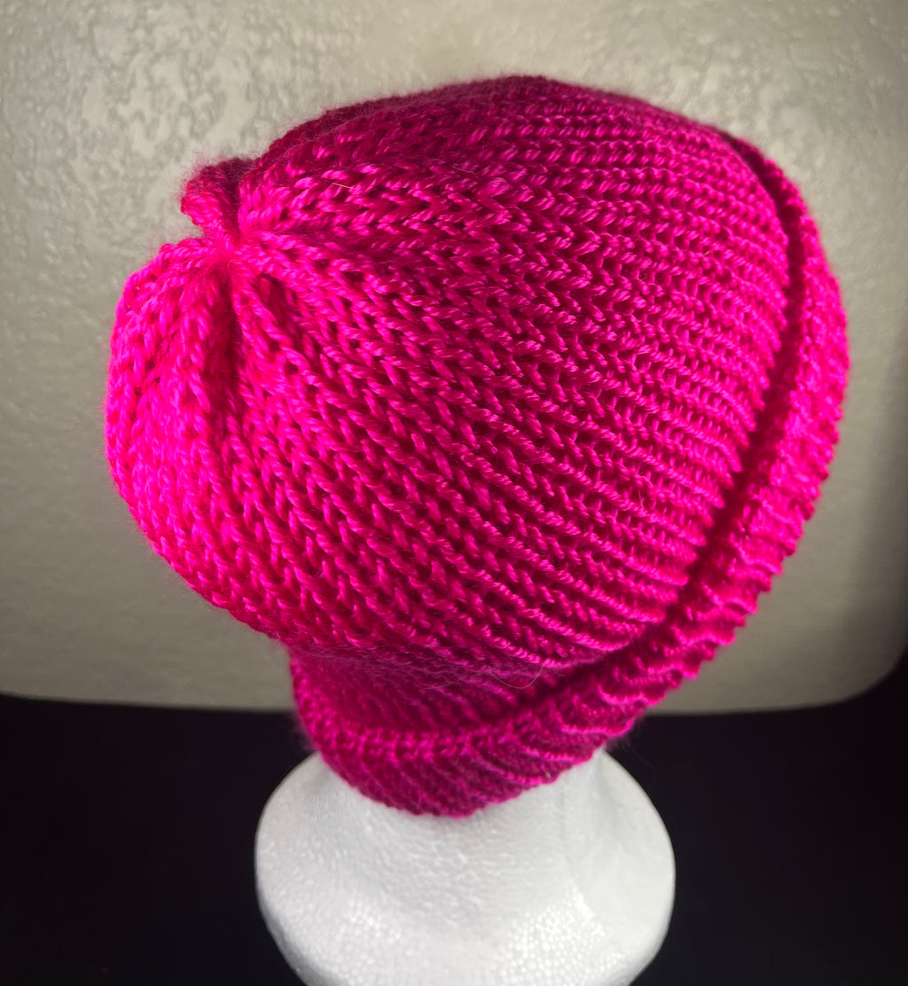 Reversible Hat or Beanie with Lace Design