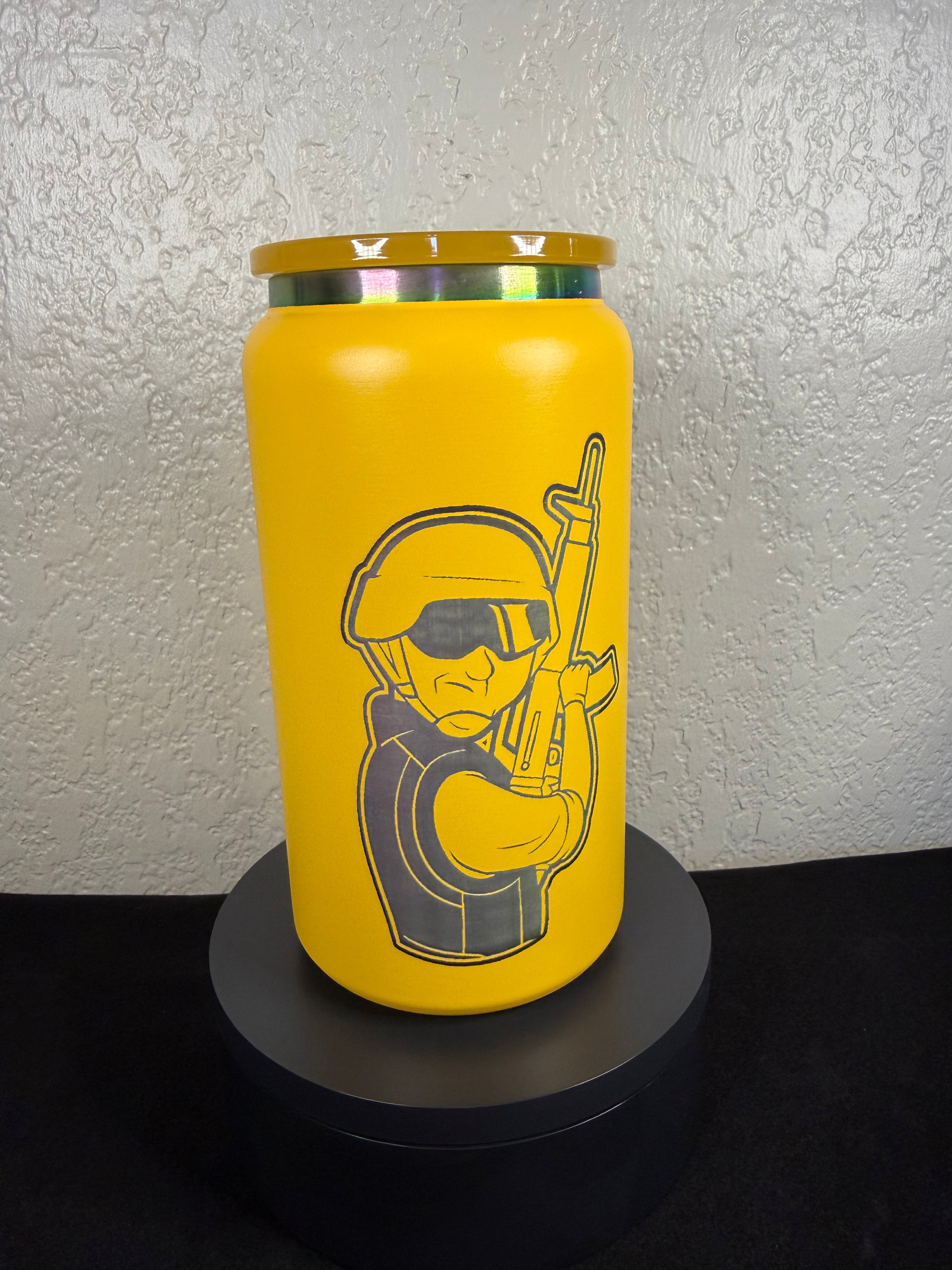 16oz Funny Soldier laser edged Tumbler