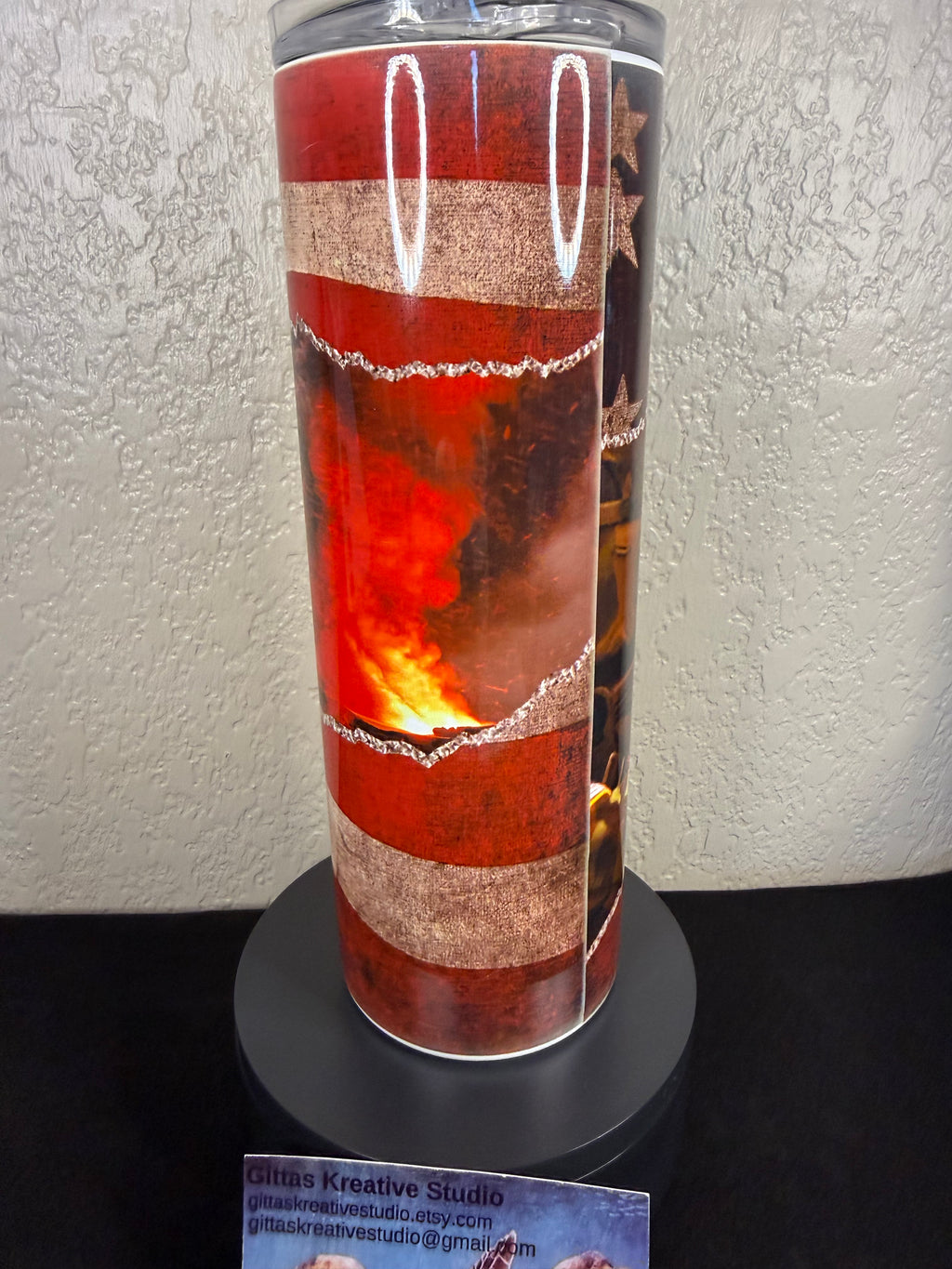 Soldier with American Flag Tumbler Sublimation Cup
