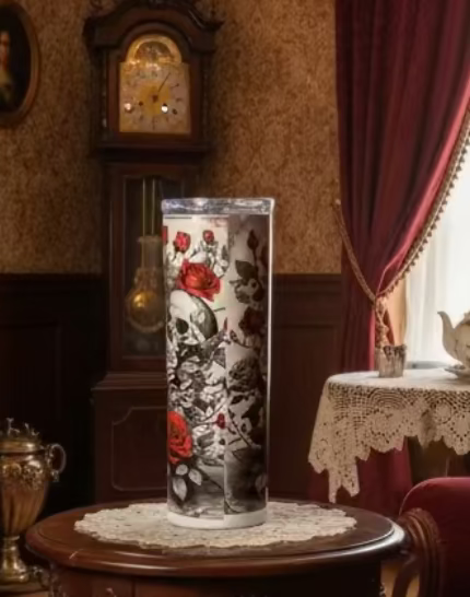 20oz Shimmer Roses and Skulls Sublimation Tumbler