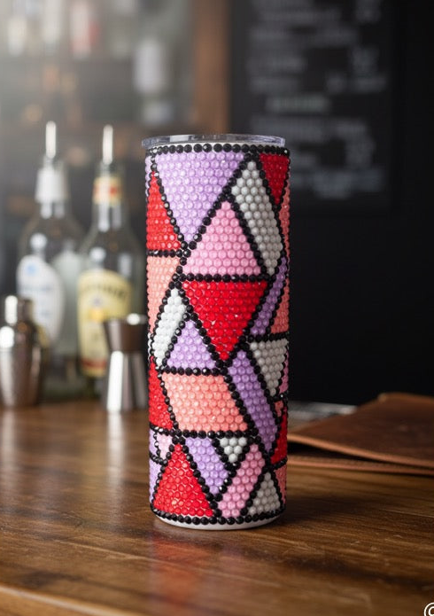 20oz Abstract Glass and Resin Rhinestone Tumbler