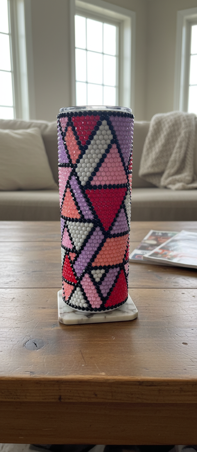 20oz Abstract Glass and Resin Rhinestone Tumbler