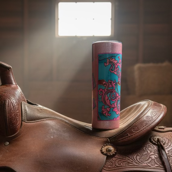 30oz Tumbler with Turquoise and Pink Accents