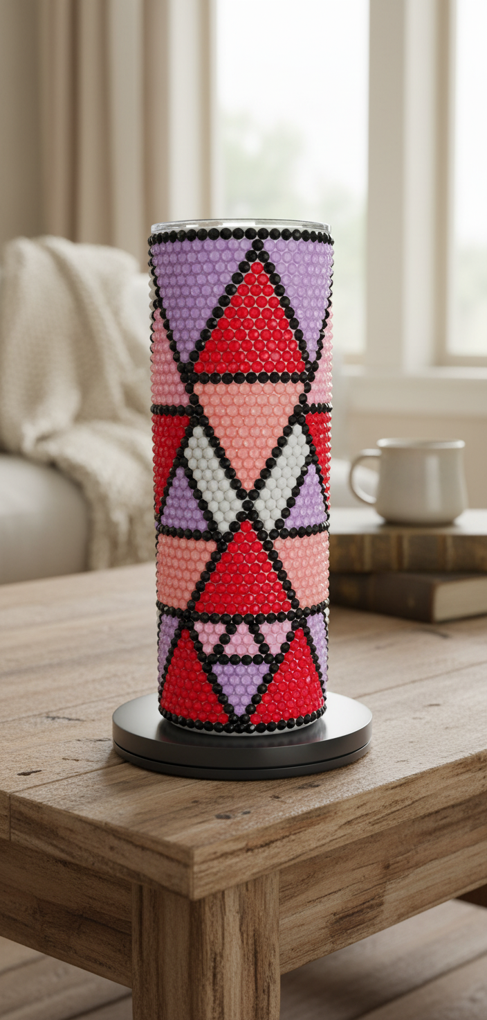 20oz Abstract Glass and Resin Rhinestone Tumbler