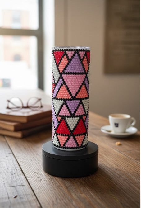 20oz Abstract Glass and Resin Rhinestone Tumbler