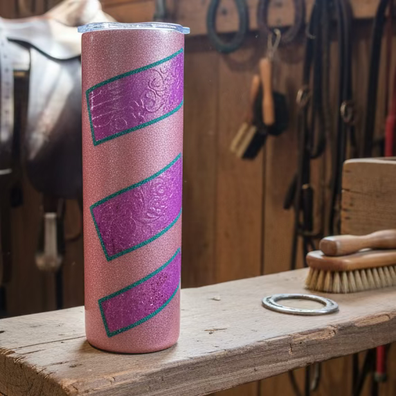 30oz Tumbler with Turquoise and Pink Accents