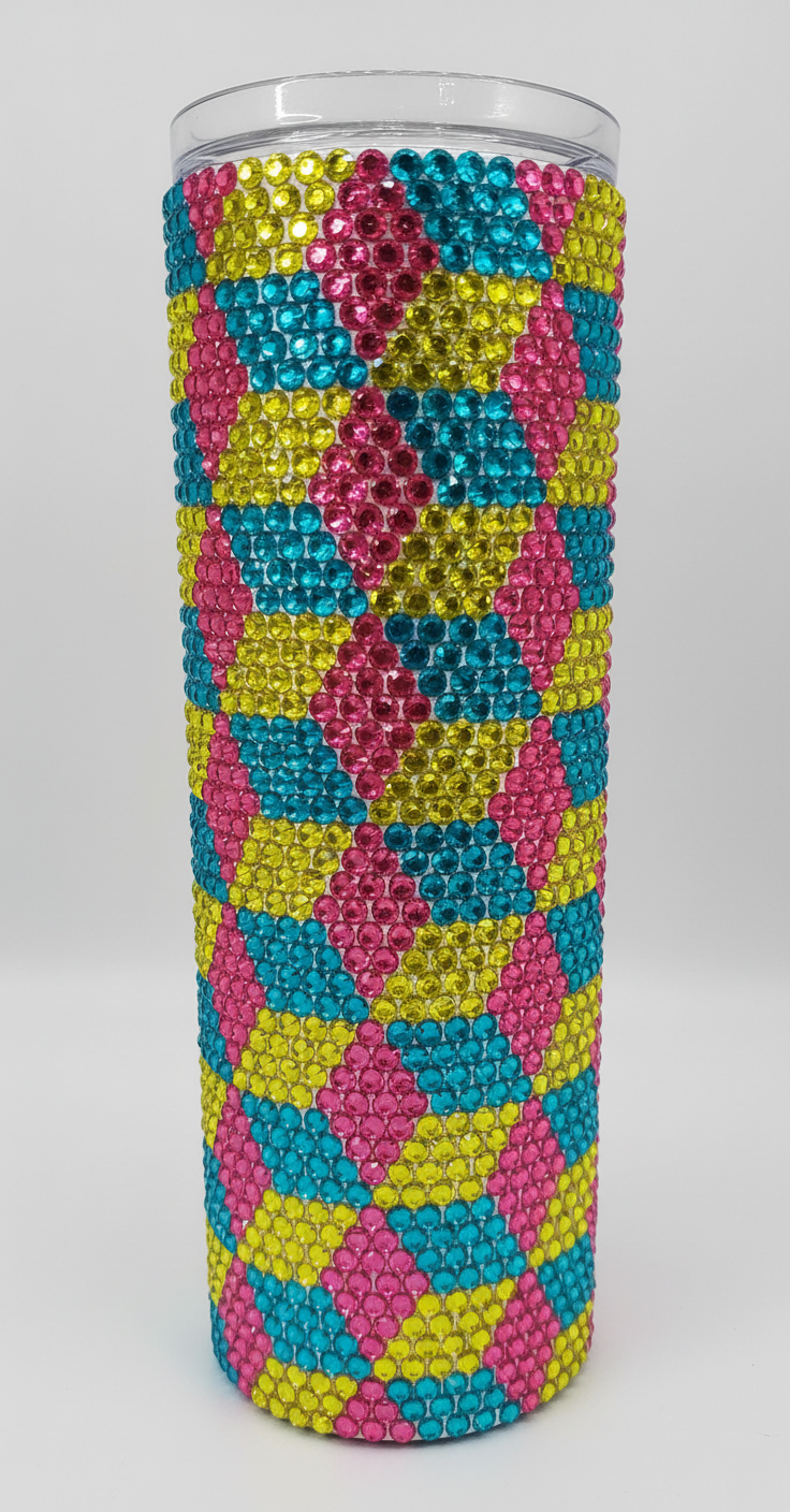 20oz Geometric Design Glass Rhinestone Tumbler