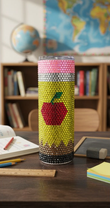 20oz Pencil Look Glass Rhinestone Tumbler