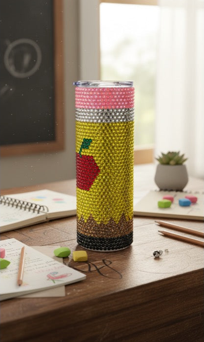 20oz Pencil Look Glass Rhinestone Tumbler