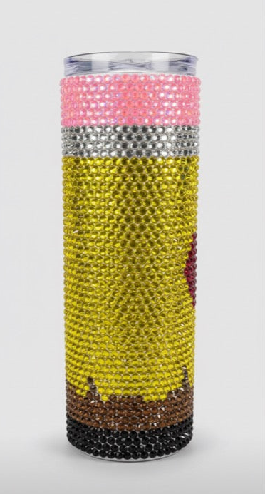 20oz Pencil Look Glass Rhinestone Tumbler