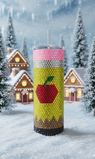 20oz Pencil Look Glass Rhinestone Tumbler