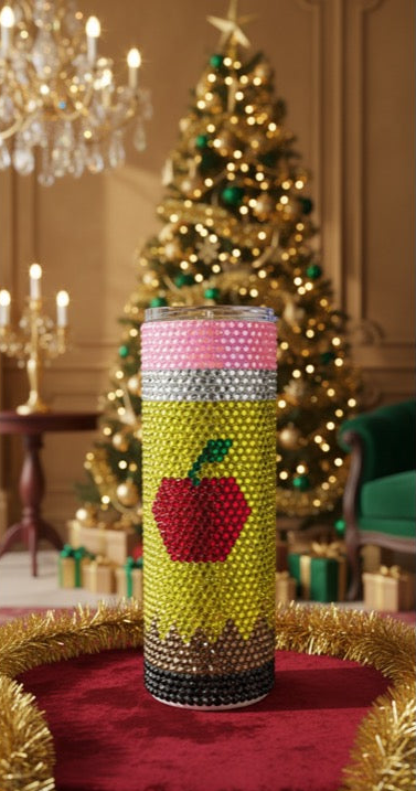 20oz Pencil Look Glass Rhinestone Tumbler