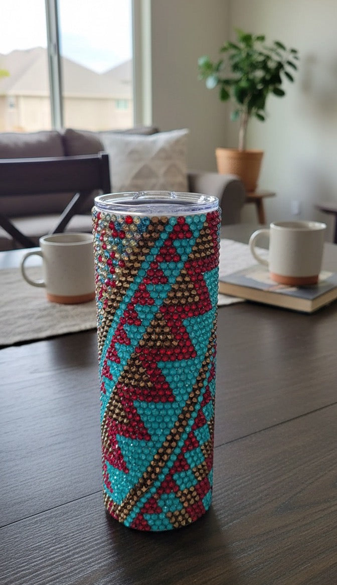 20oz Western Look Glass Rhinestone Tumbler