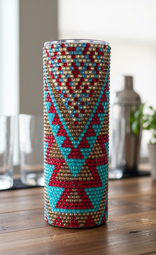 20oz Western Look Glass Rhinestone Tumbler